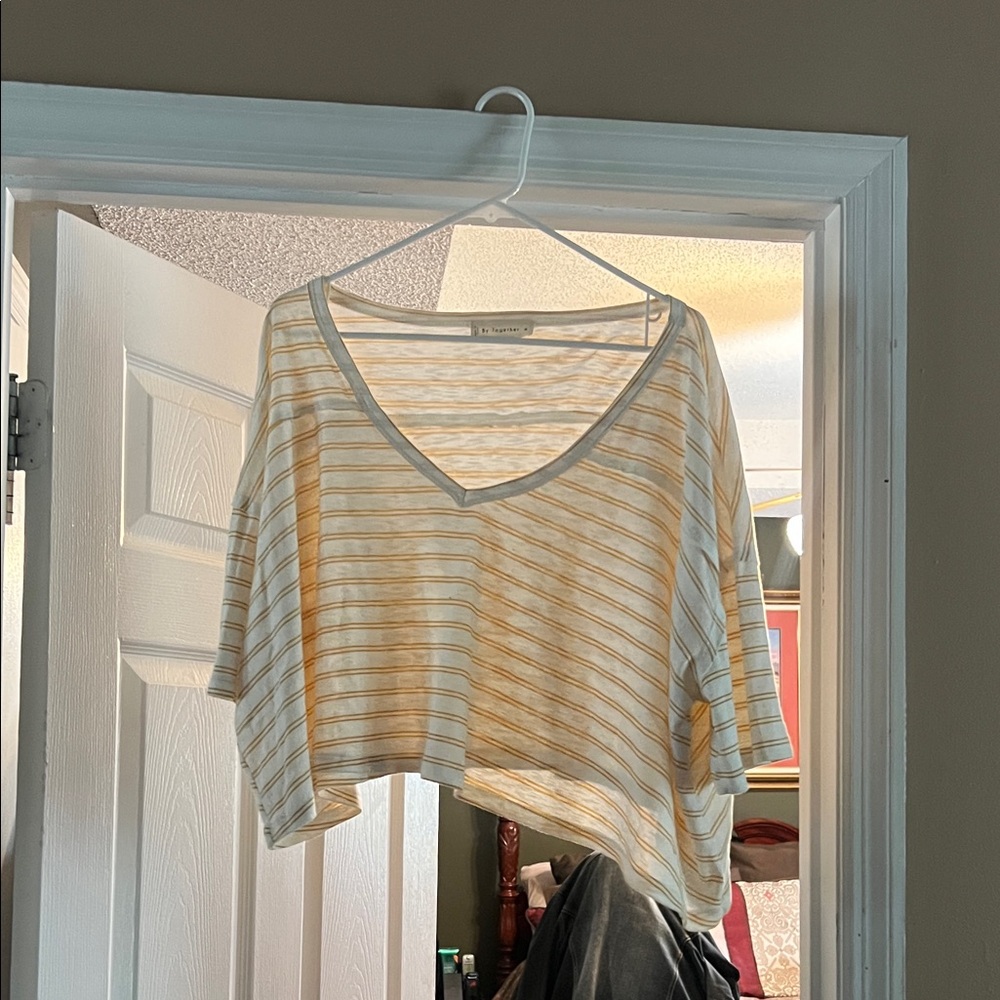 Lush Yellow Striped Crop Top